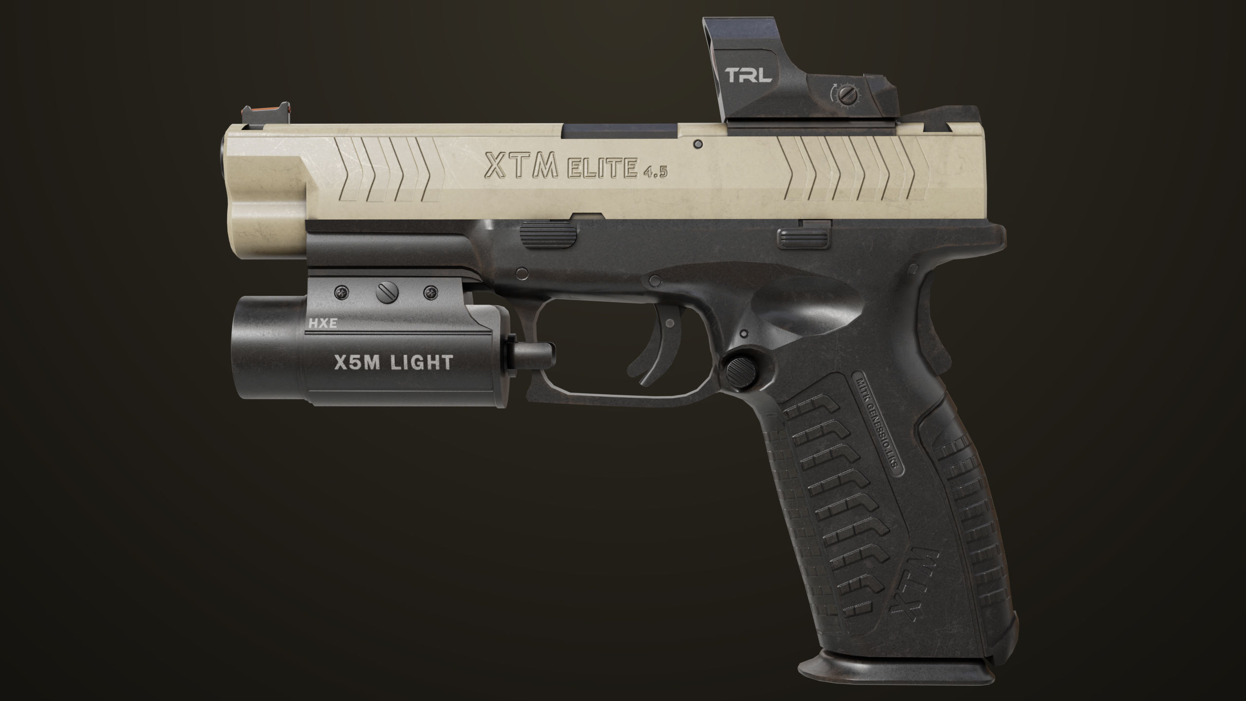 Pistol 06 Black Brown Generic All PBR Unity UE Textures Included Low-poly 3D model_4