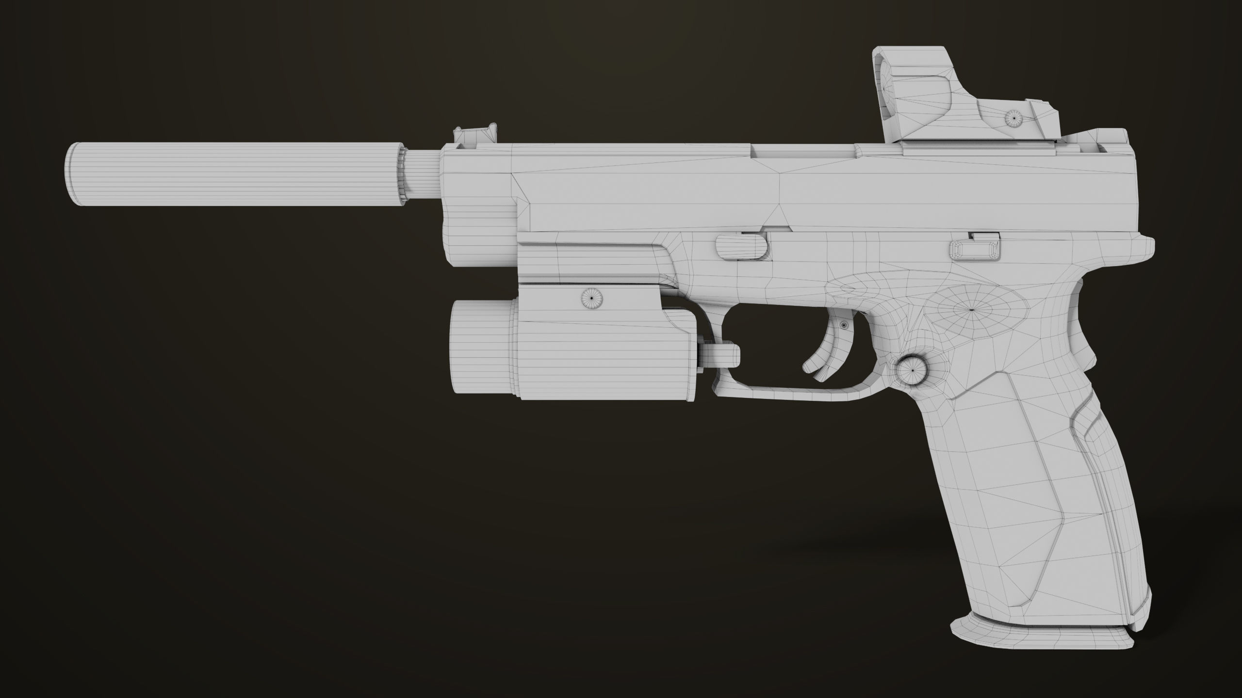 Pistol 06 Black Brown Generic All PBR Unity UE Textures Included Low-poly 3D model_35