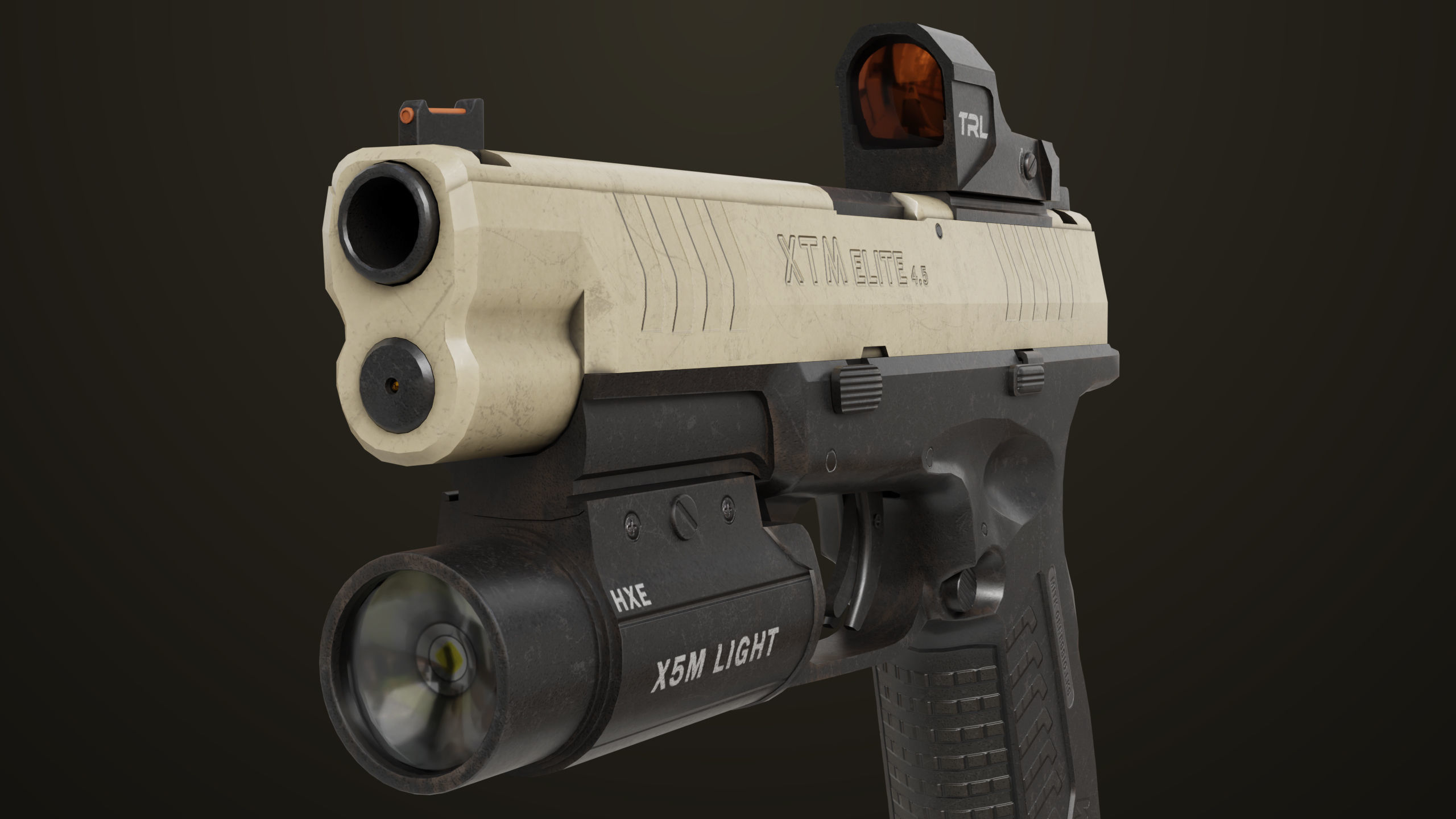 Pistol 06 Black Brown Generic All PBR Unity UE Textures Included Low-poly 3D model_31