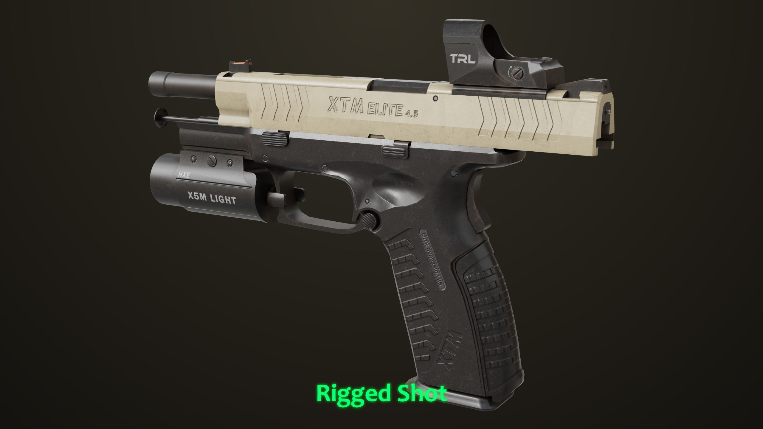 Pistol 06 Black Brown Generic All PBR Unity UE Textures Included Low-poly 3D model_21