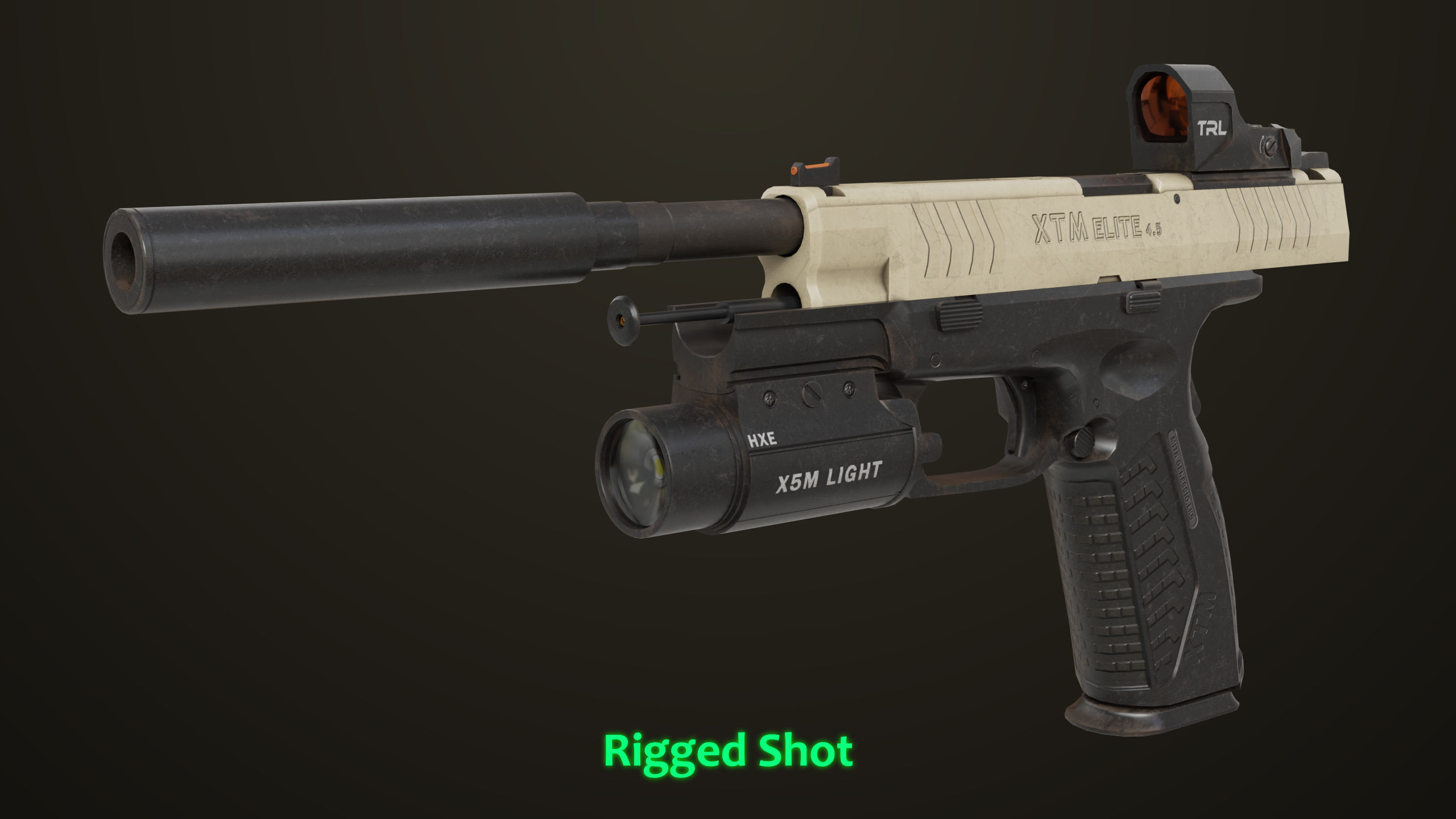 Pistol 06 Black Brown Generic All PBR Unity UE Textures Included Low-poly 3D model_17