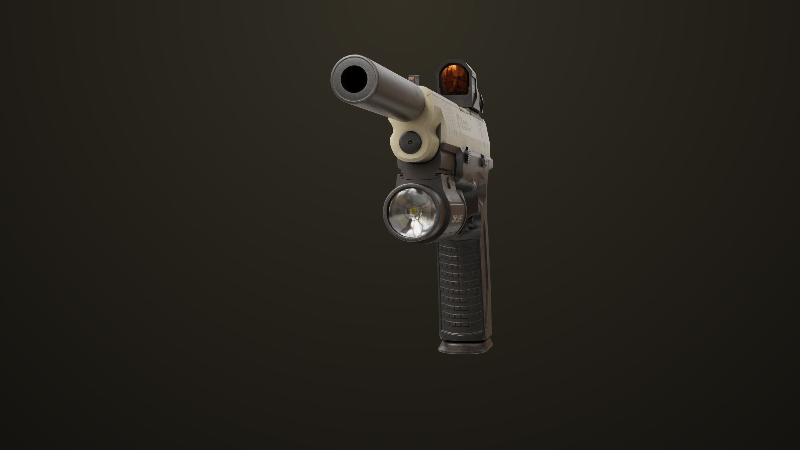 Pistol 06 Black Brown Generic All PBR Unity UE Textures Included Low-poly 3D model_23