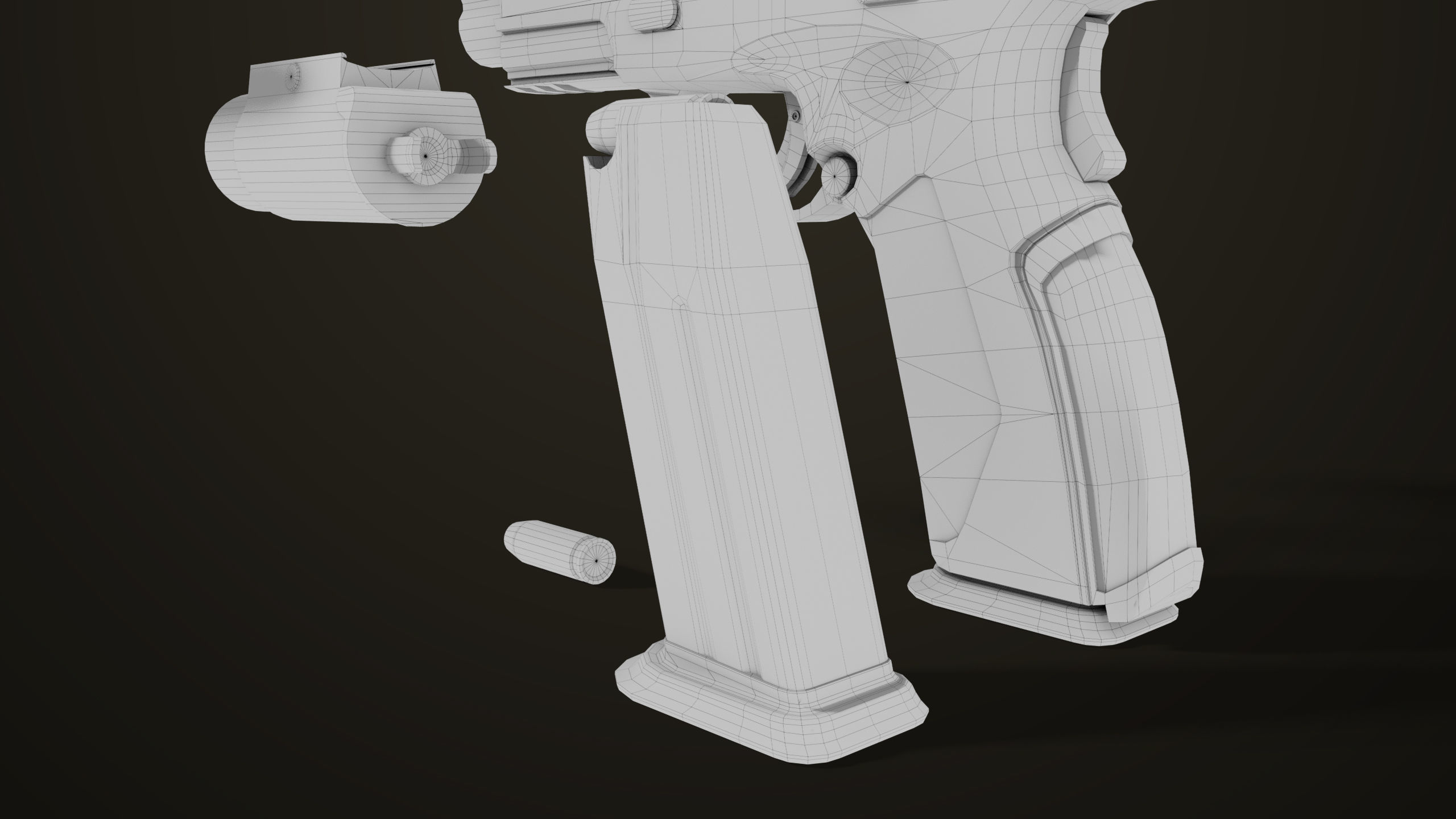 Pistol 06 Black Brown Generic All PBR Unity UE Textures Included Low-poly 3D model_64