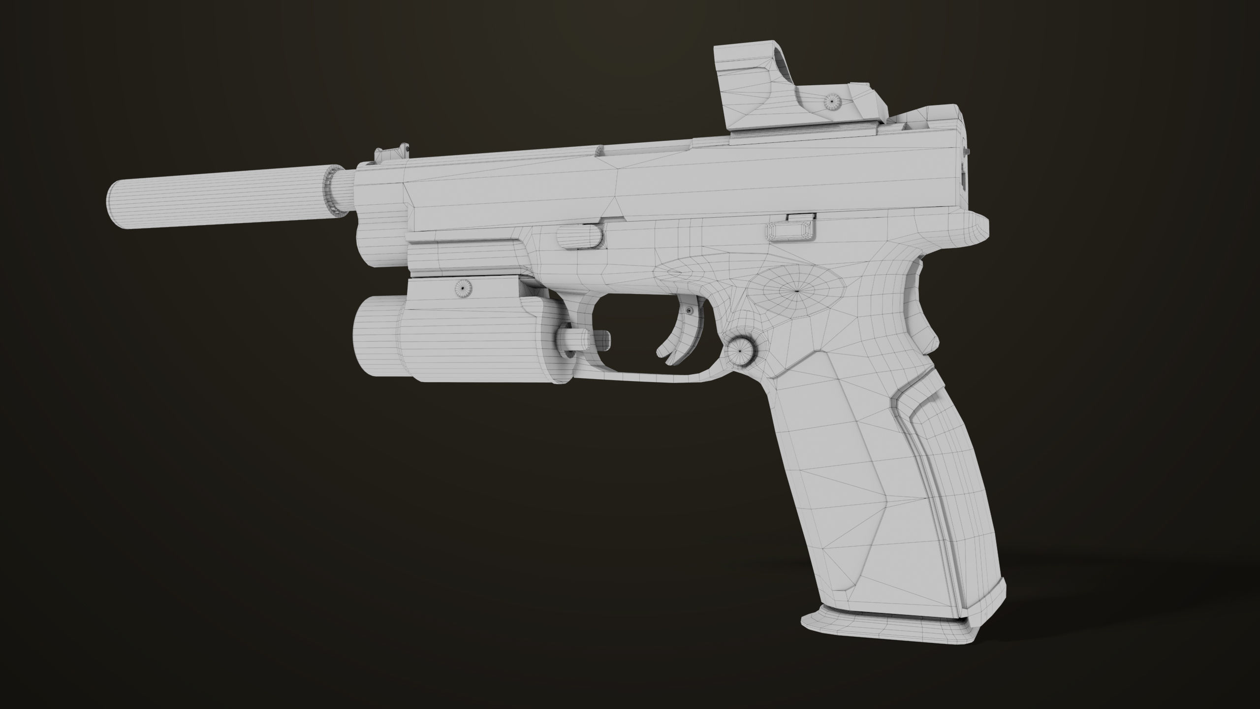 Pistol 06 Black Brown Generic All PBR Unity UE Textures Included Low-poly 3D model_50