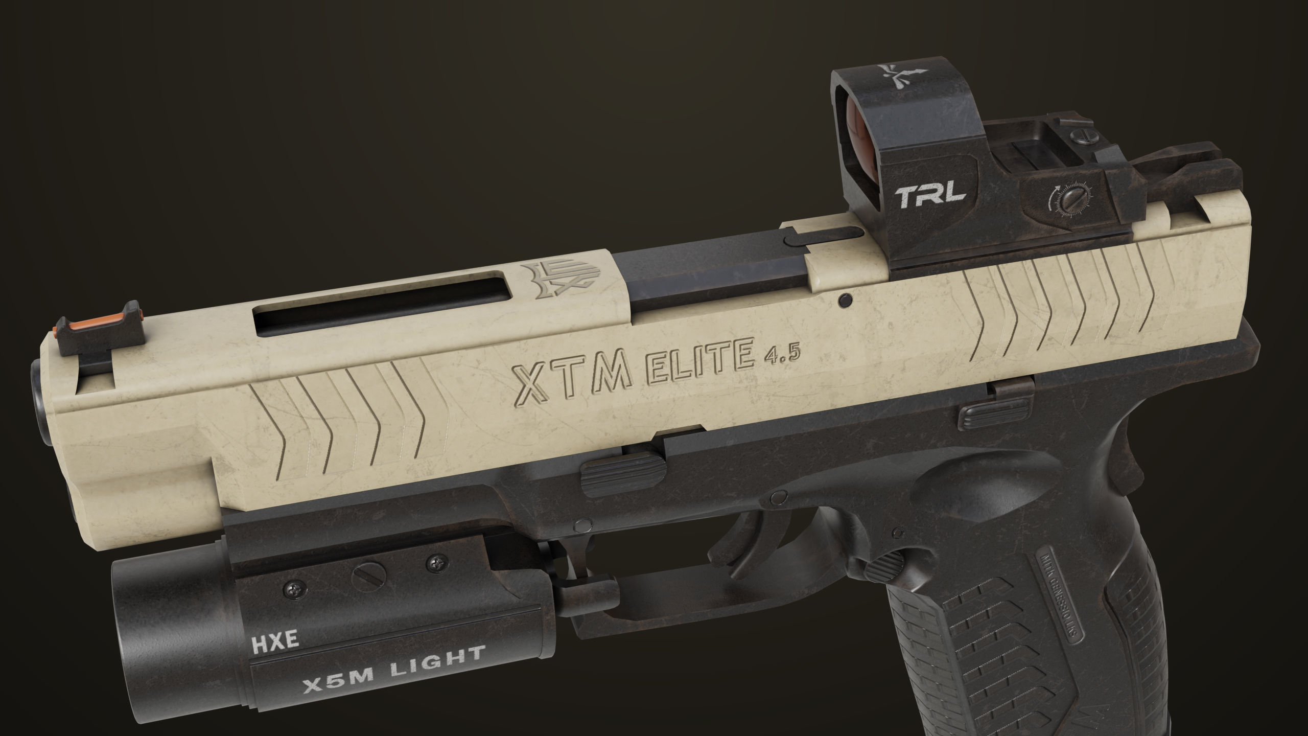 Pistol 06 Black Brown Generic All PBR Unity UE Textures Included Low-poly 3D model_26