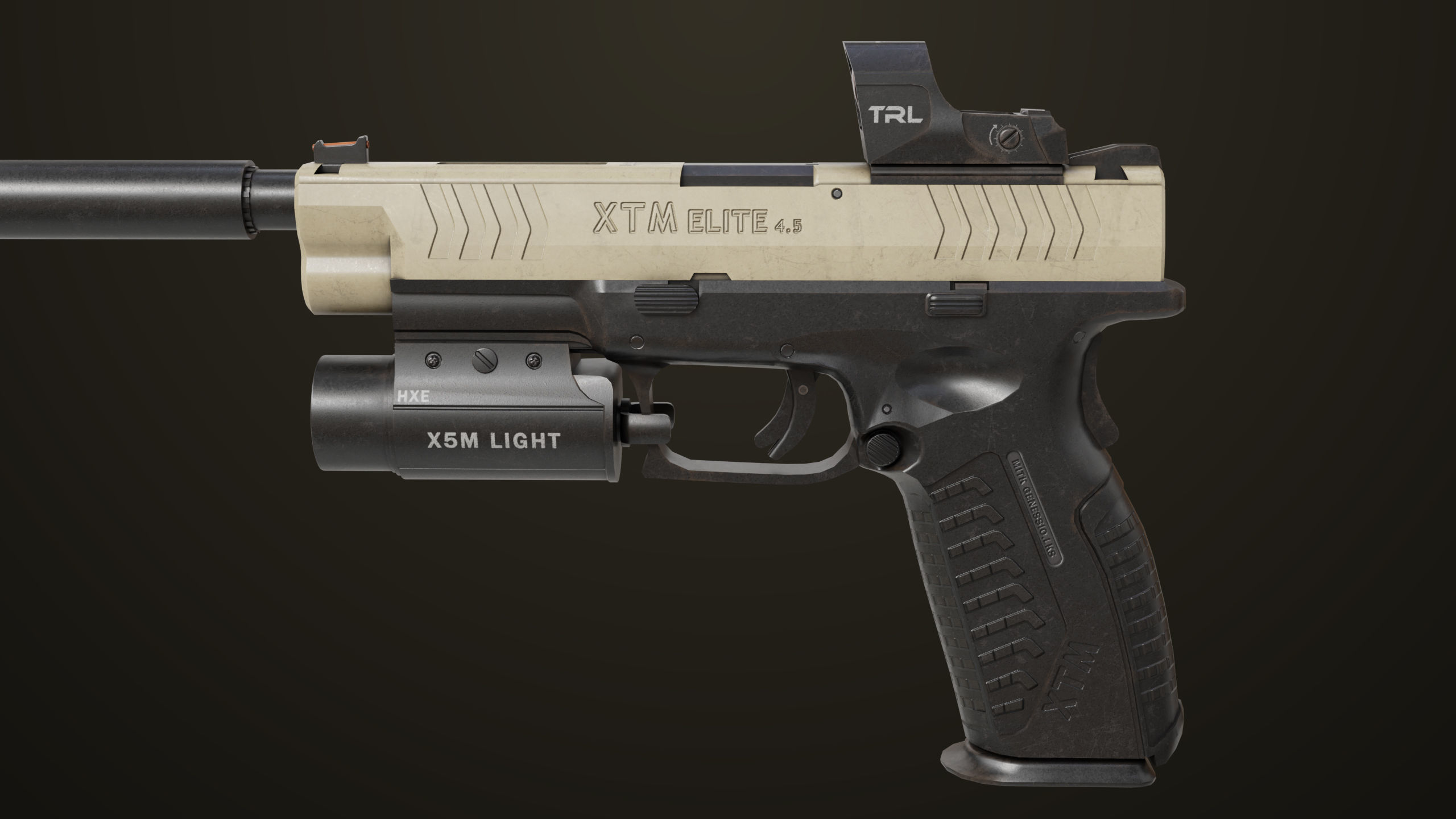 Pistol 06 Black Brown Generic All PBR Unity UE Textures Included Low-poly 3D model_14