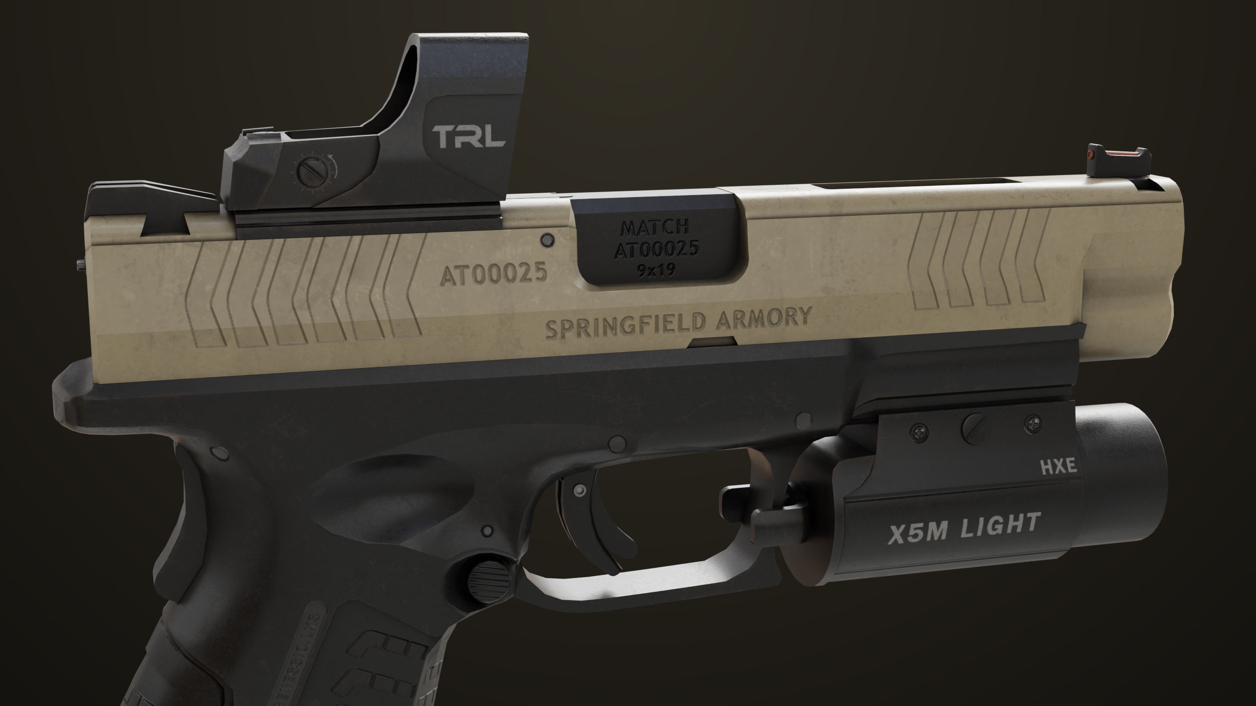 Pistol 06 Black Brown Generic All PBR Unity UE Textures Included Low-poly 3D model_29