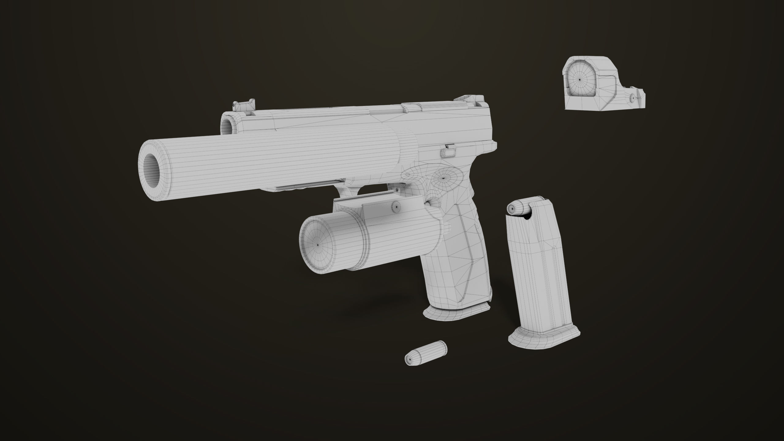 Pistol 06 Black Brown Generic All PBR Unity UE Textures Included Low-poly 3D model_59