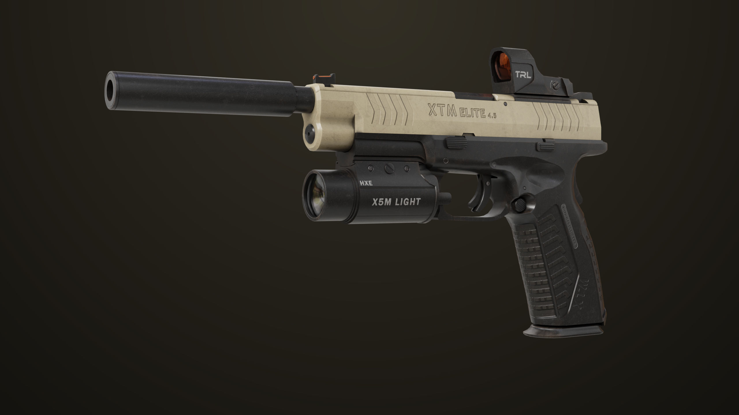 Pistol 06 Black Brown Generic All PBR Unity UE Textures Included Low-poly 3D model_1