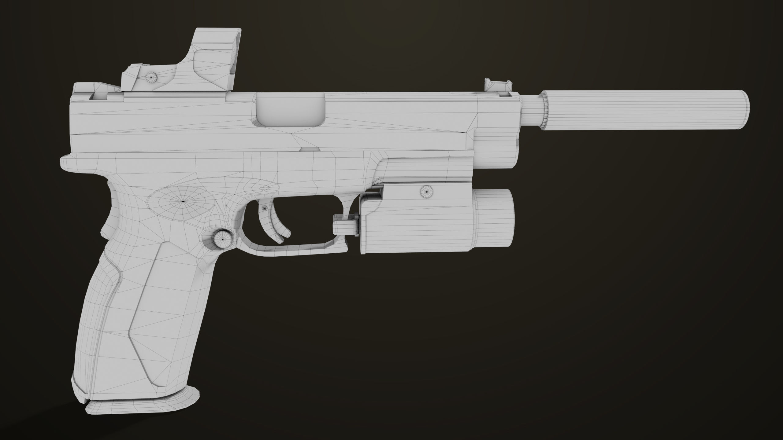 Pistol 06 Black Brown Generic All PBR Unity UE Textures Included Low-poly 3D model_39