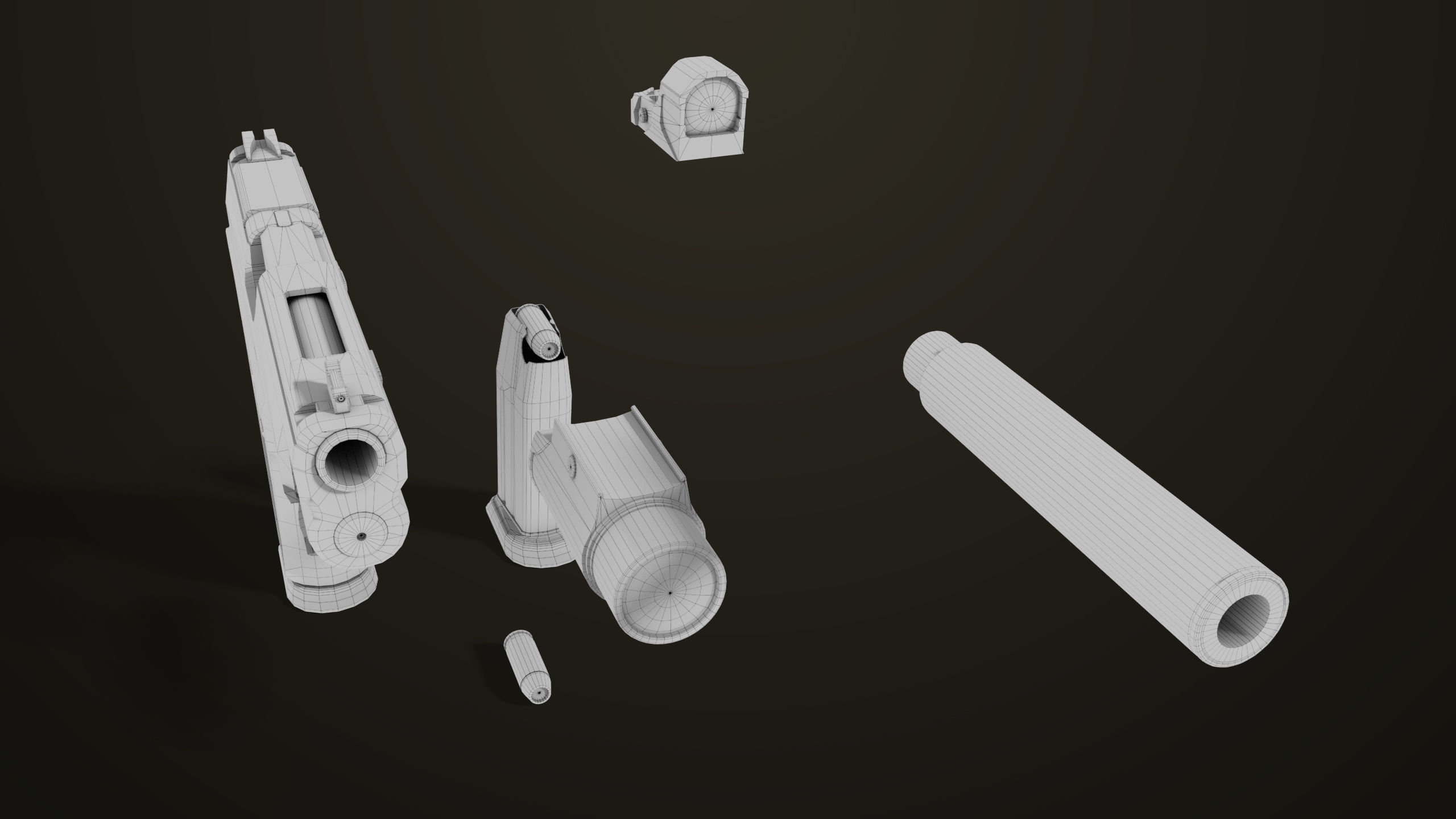 Pistol 06 Black Brown Generic All PBR Unity UE Textures Included Low-poly 3D model_60