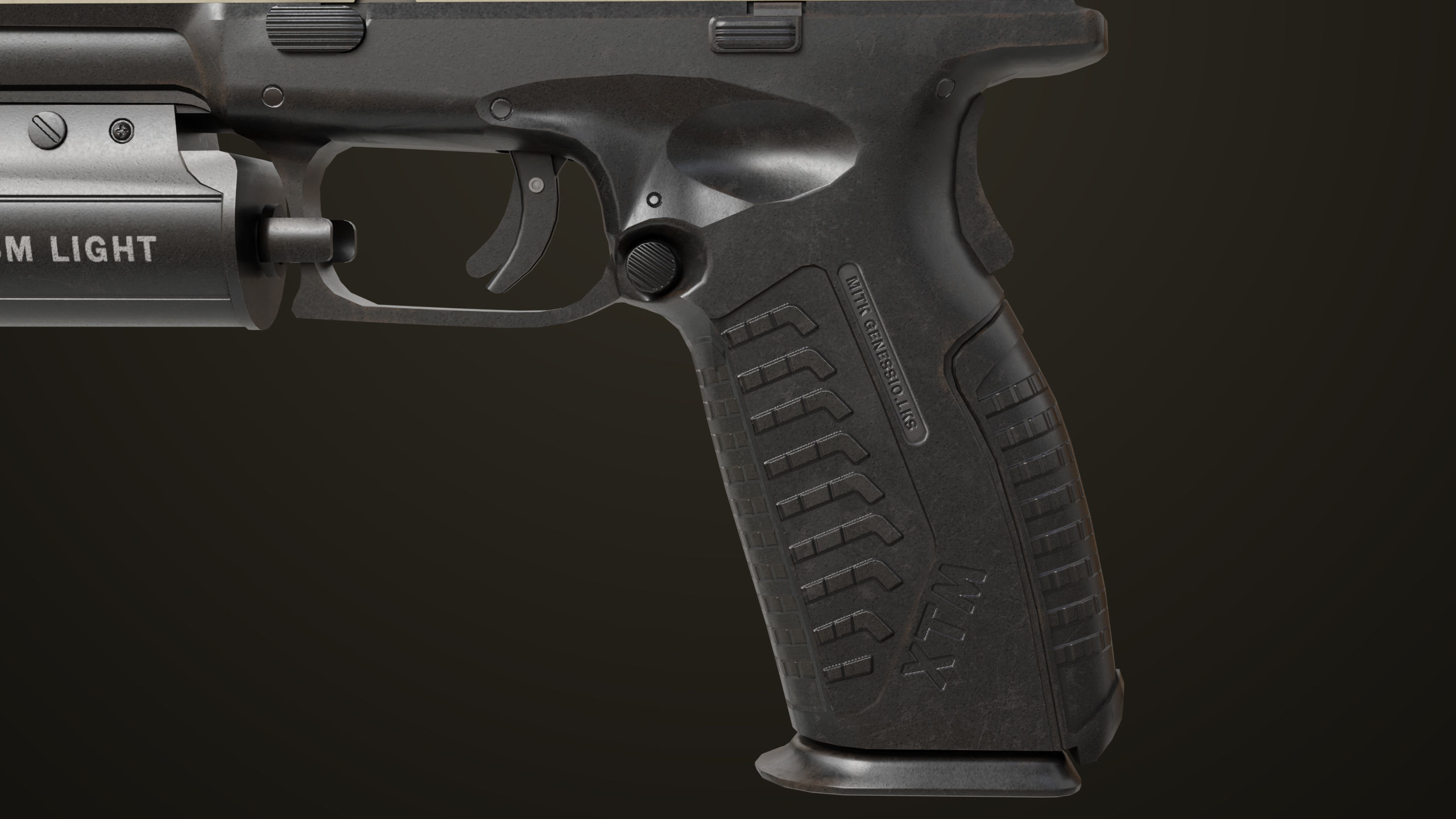 Pistol 06 Black Brown Generic All PBR Unity UE Textures Included Low-poly 3D model_25