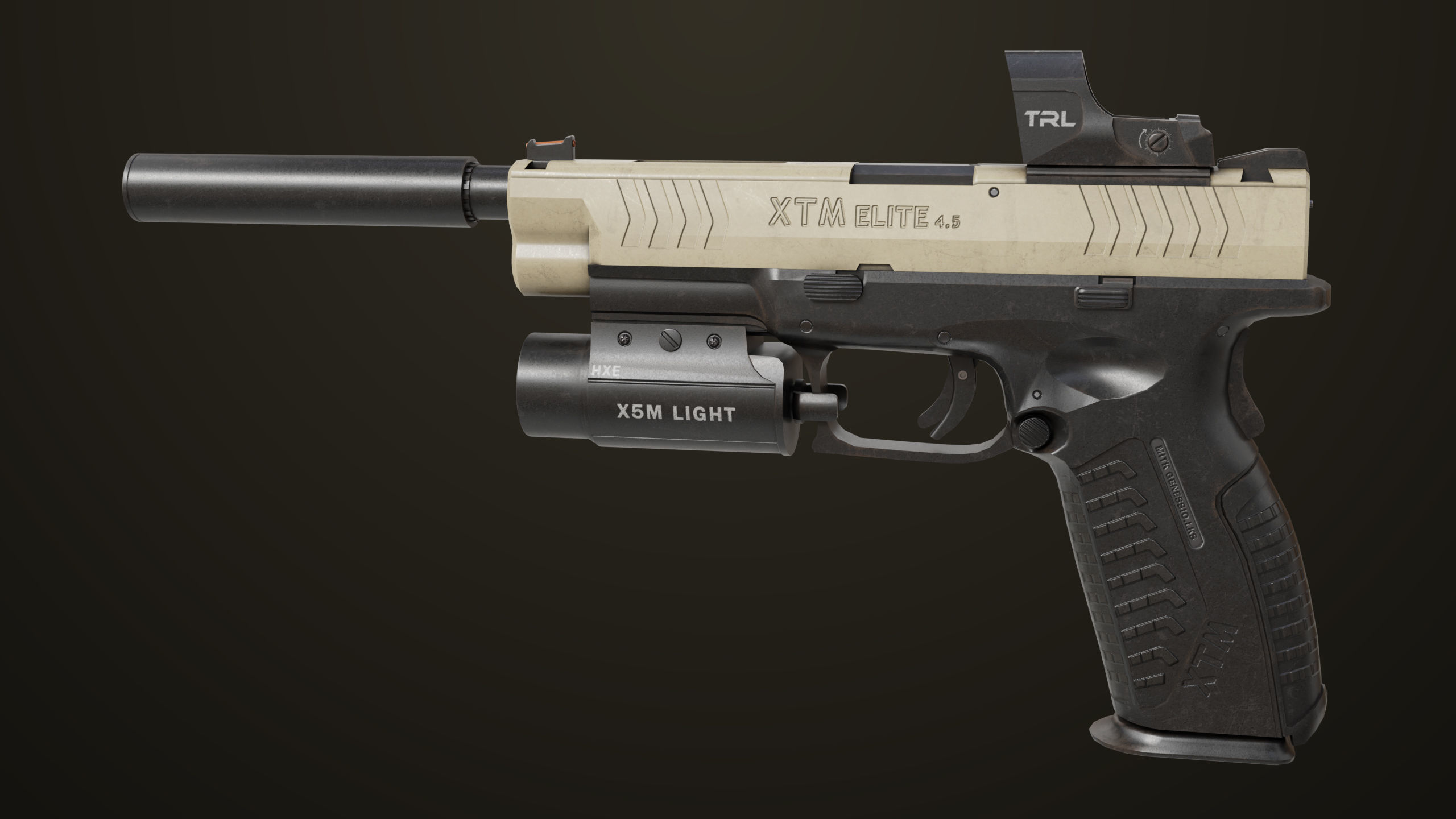 Pistol 06 Black Brown Generic All PBR Unity UE Textures Included Low-poly 3D model_3