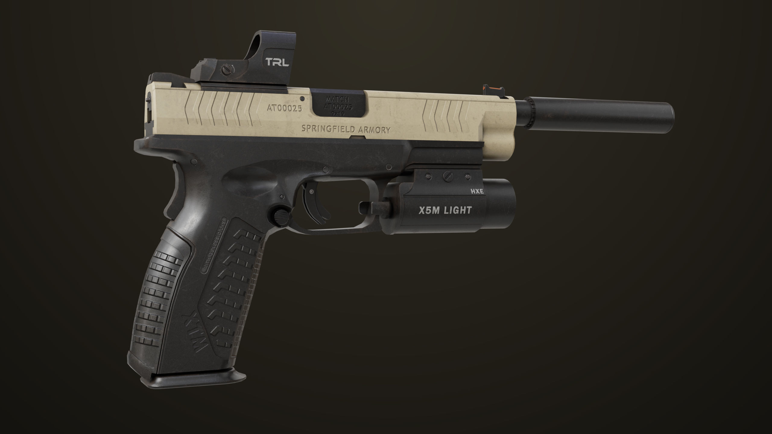 Pistol 06 Black Brown Generic All PBR Unity UE Textures Included Low-poly 3D model_2