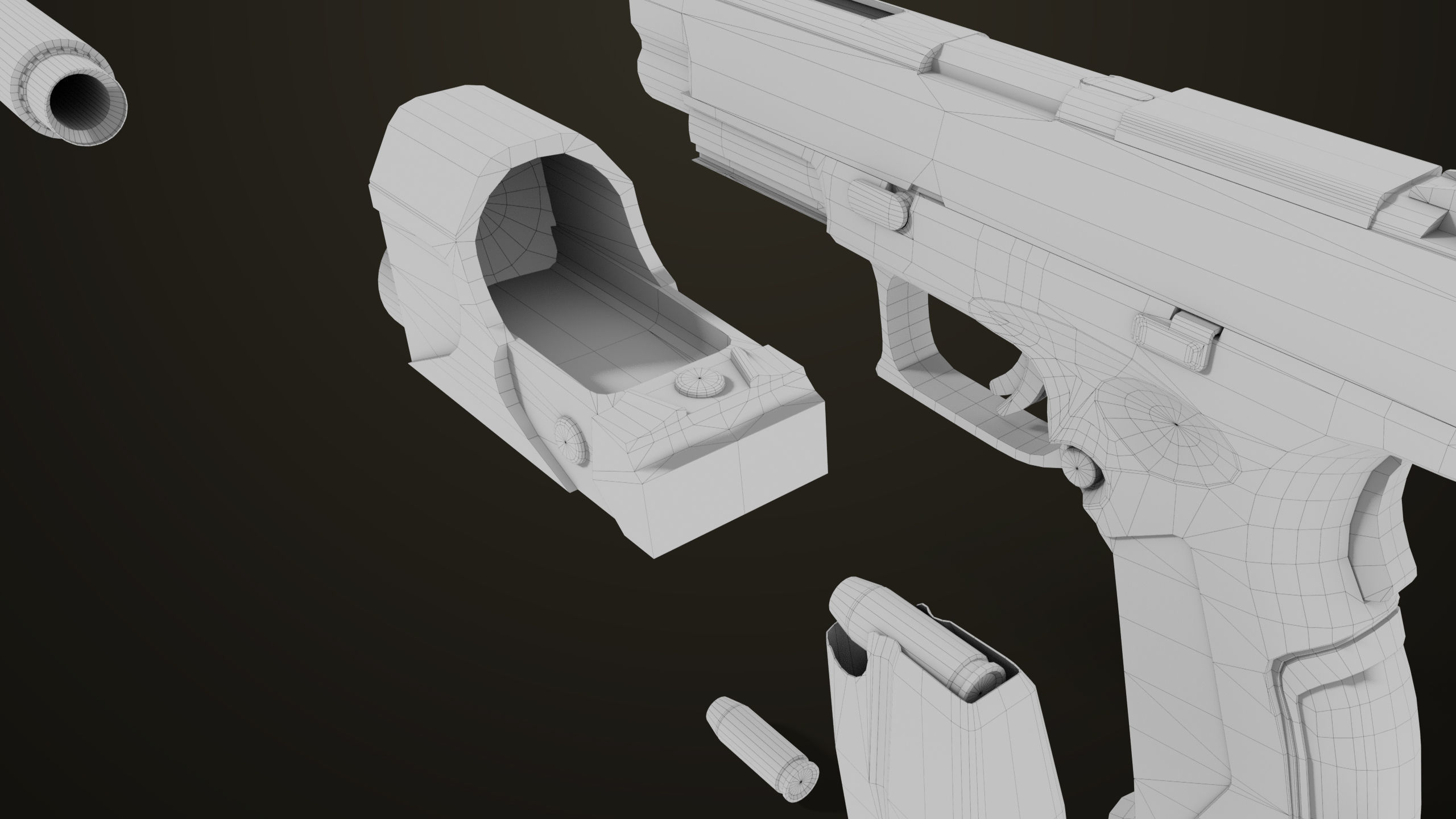 Pistol 06 Black Brown Generic All PBR Unity UE Textures Included Low-poly 3D model_61