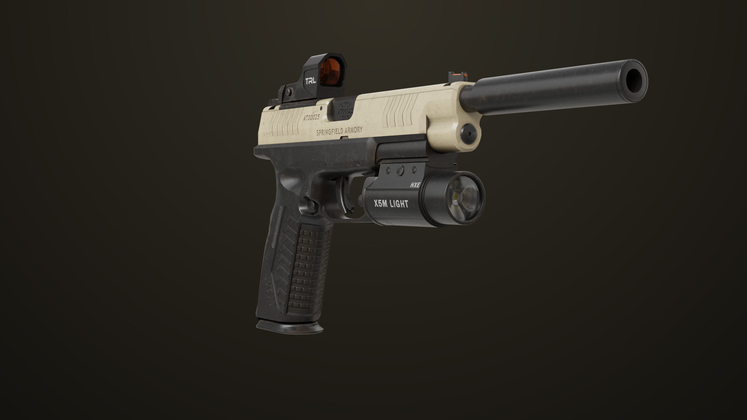 Pistol 06 Black Brown Generic All PBR Unity UE Textures Included Low-poly 3D model_7