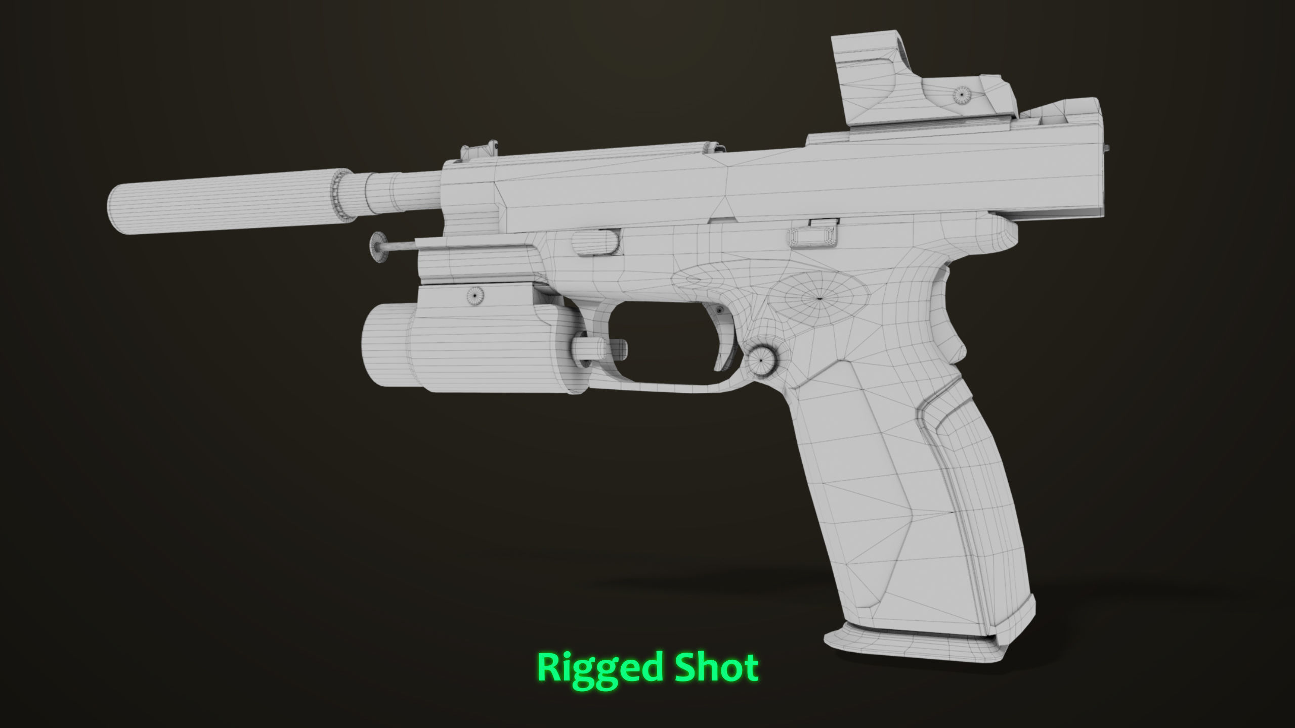 Pistol 06 Black Brown Generic All PBR Unity UE Textures Included Low-poly 3D model_51