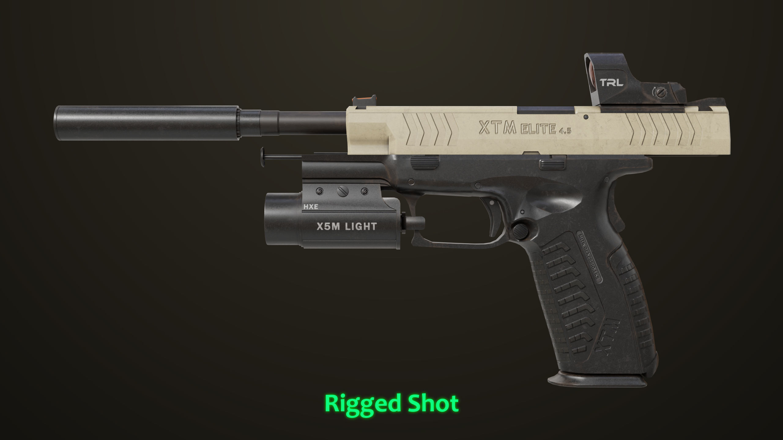 Pistol 06 Black Brown Generic All PBR Unity UE Textures Included Low-poly 3D model_15