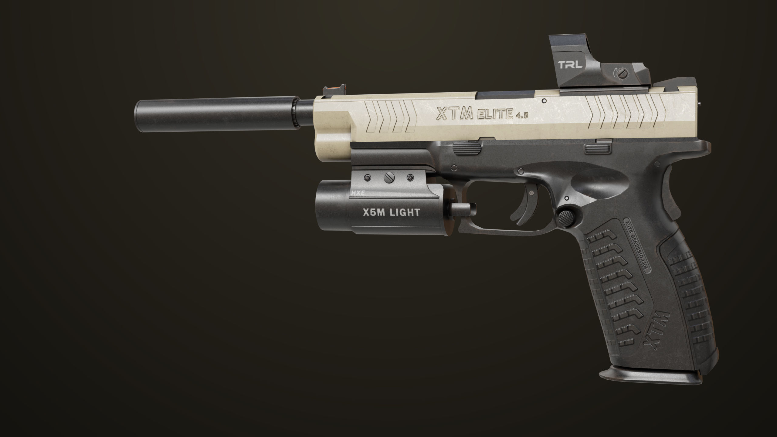 Pistol 06 Black Brown Generic All PBR Unity UE Textures Included Low-poly 3D model_10