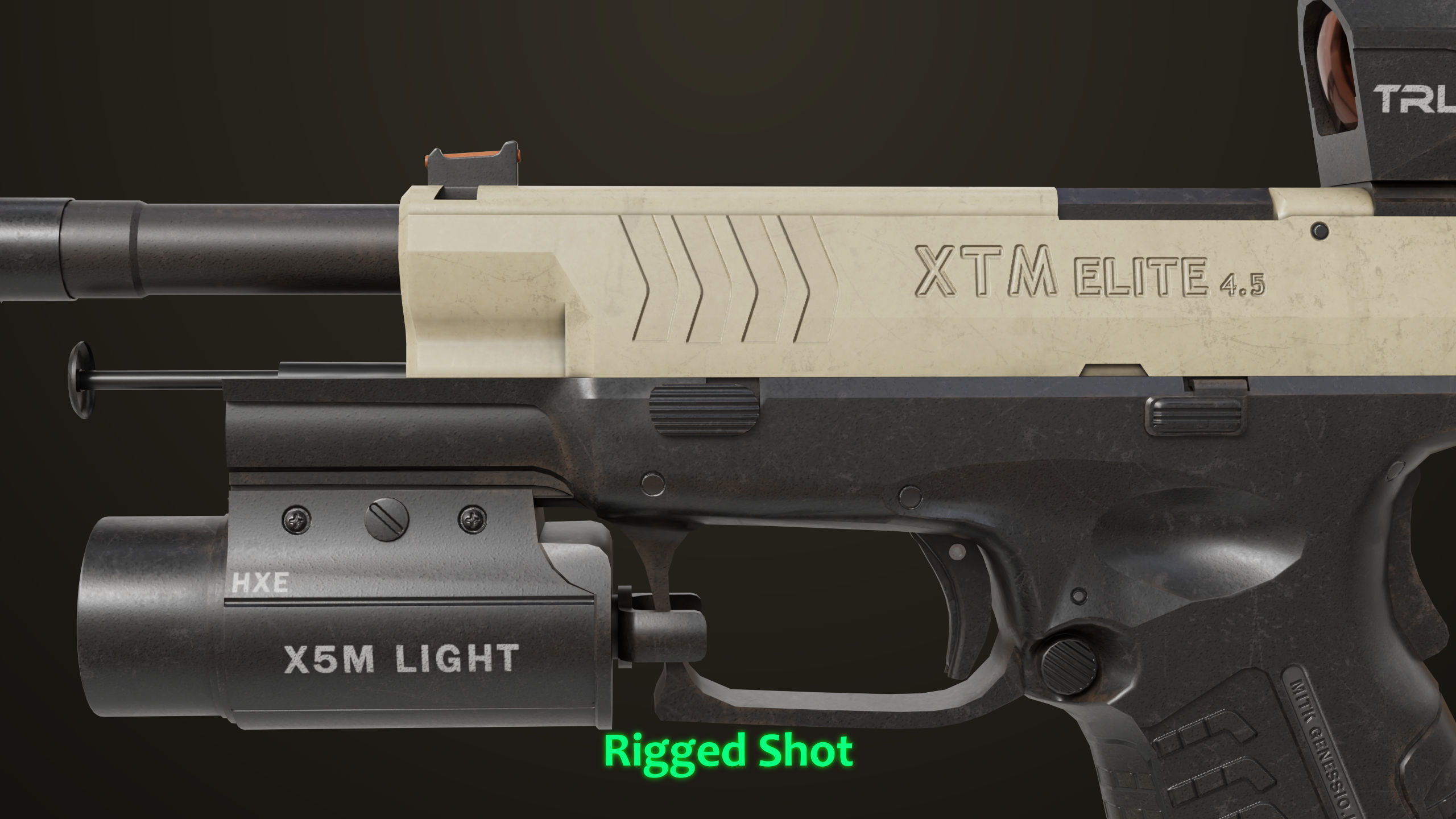 Pistol 06 Black Brown Generic All PBR Unity UE Textures Included Low-poly 3D model_18