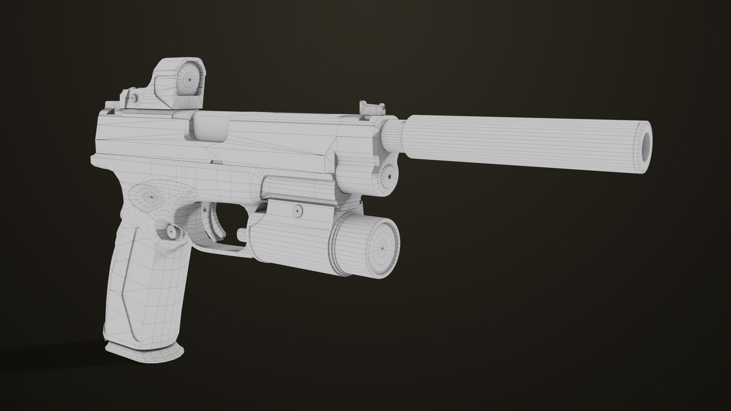 Pistol 06 Black Brown Generic All PBR Unity UE Textures Included Low-poly 3D model_38