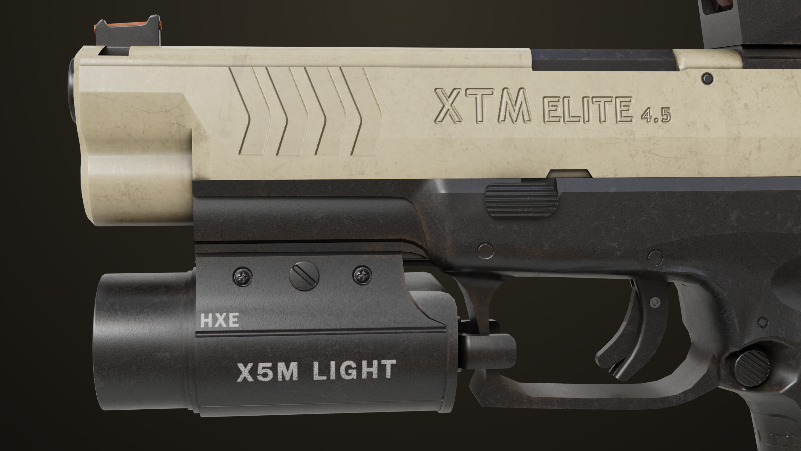 Pistol 06 Black Brown Generic All PBR Unity UE Textures Included Low-poly 3D model_28