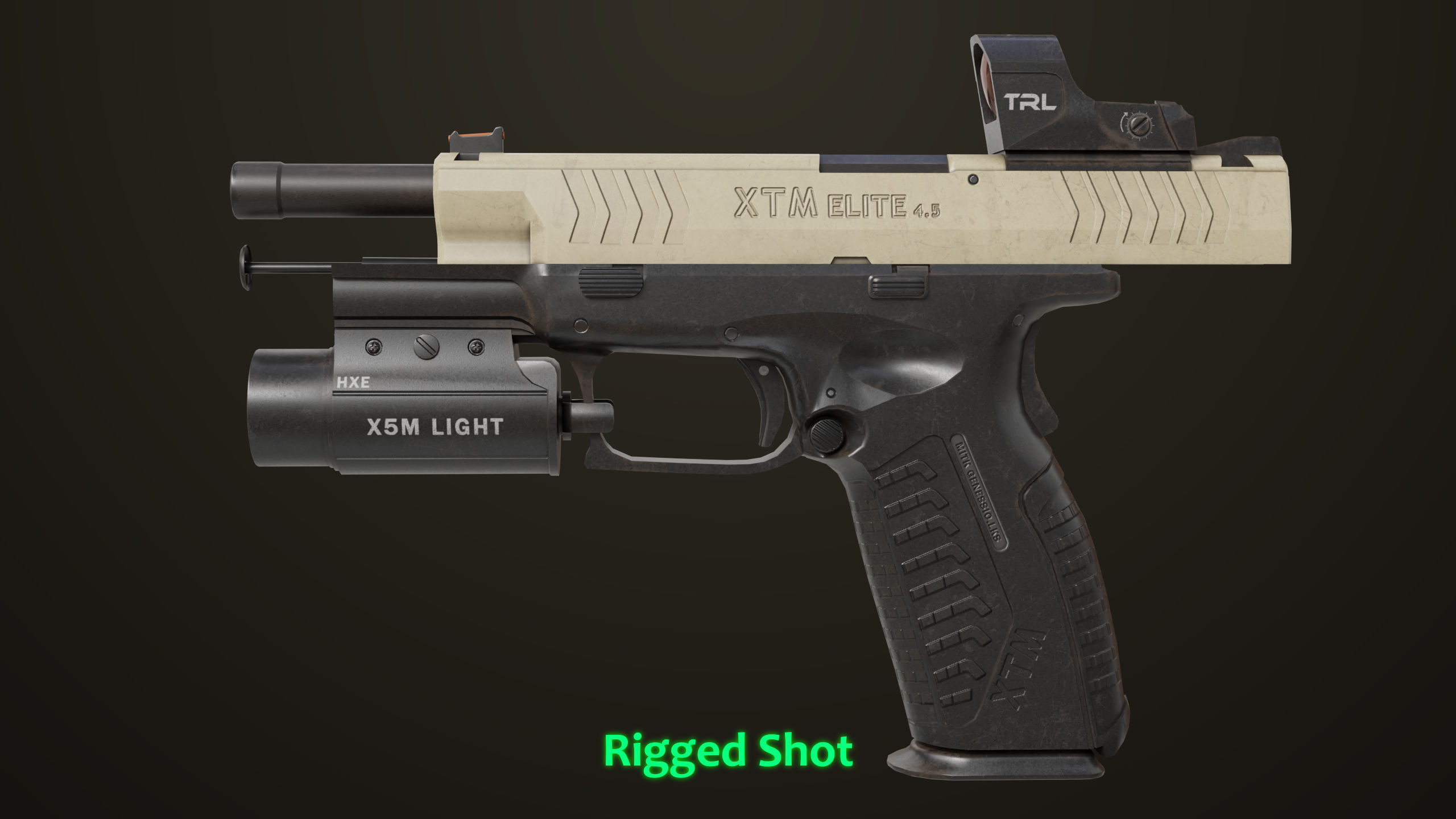 Pistol 06 Black Brown Generic All PBR Unity UE Textures Included Low-poly 3D model_19