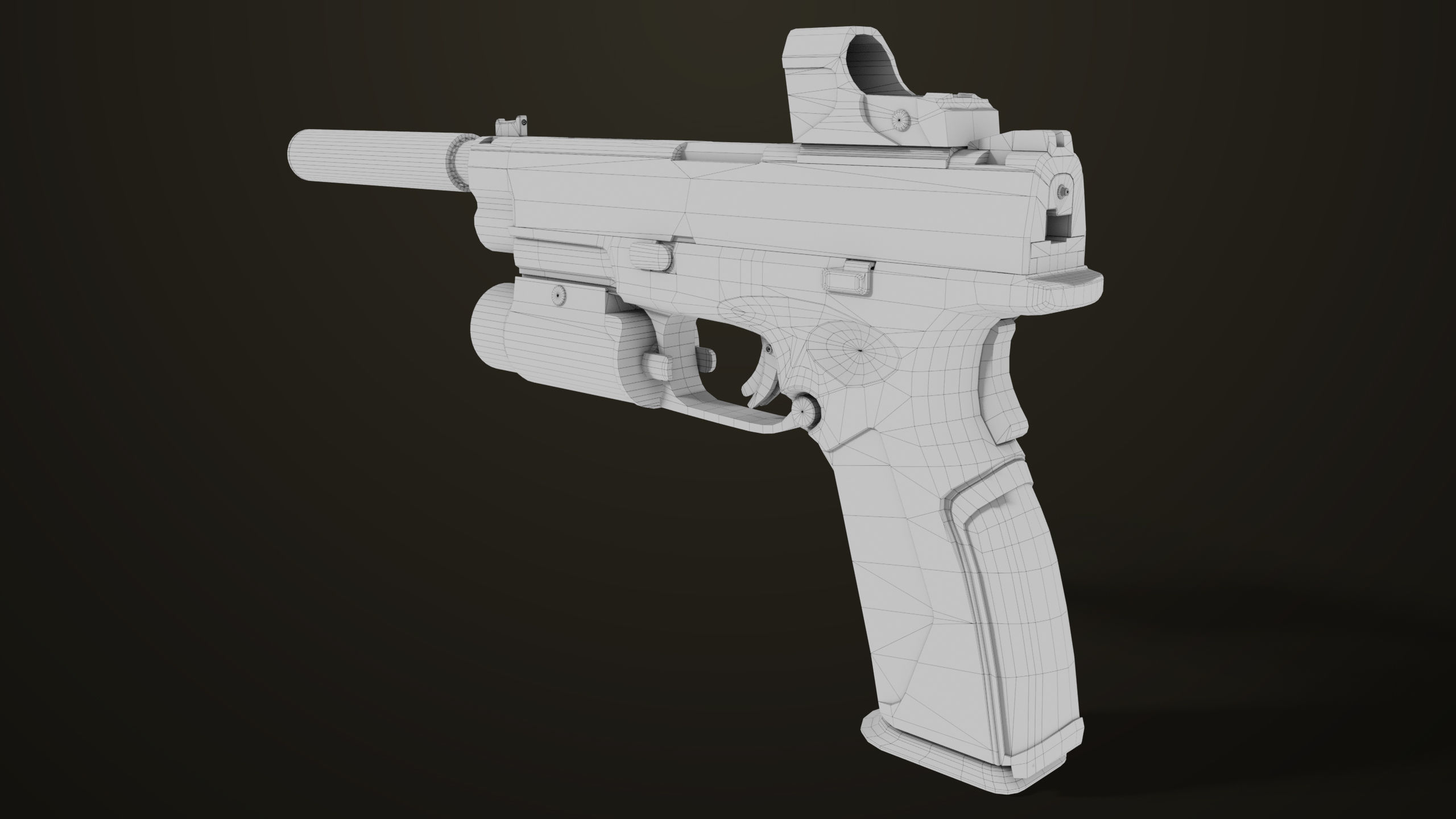 Pistol 06 Black Brown Generic All PBR Unity UE Textures Included Low-poly 3D model_42