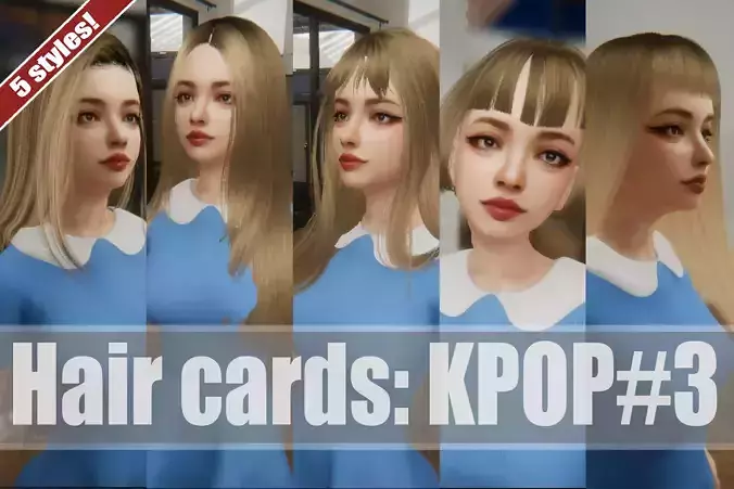 KPop Hairstyles set 3 Unity3D