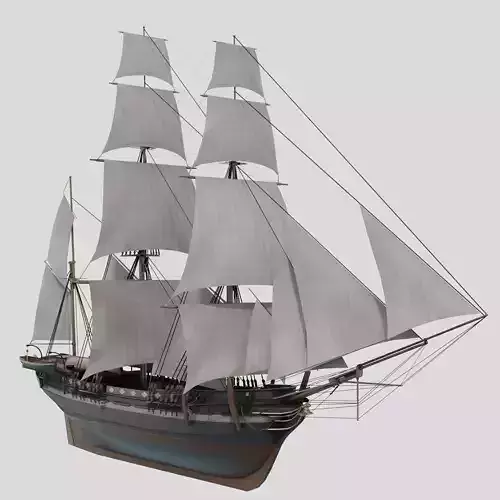 HMS Beagle 1831 - Charles Darwin Ship - LowPoly Low-poly 3D model