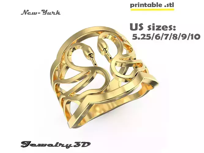 Printable STL jewelry engagement ring two lovely swans