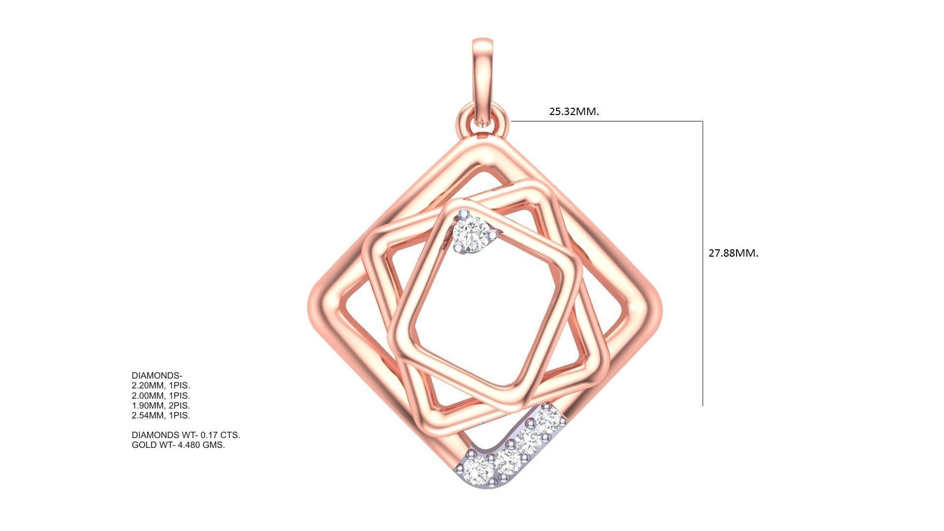 Squares with Squares Diamond Pendant 3D print model_1