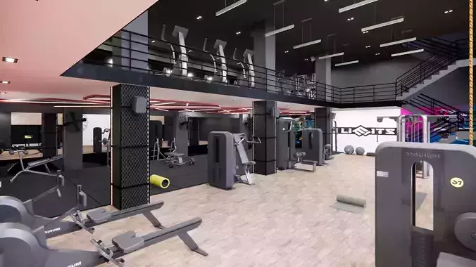 GYM CENTER WITH SAUNA AND SQAUSH COURT 3D model