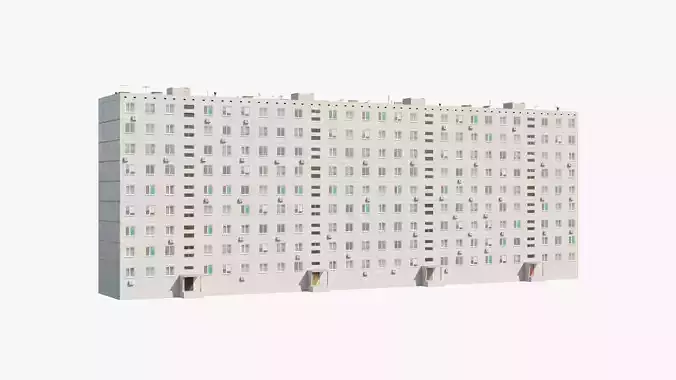 Soviet Panel Apartment Building with four entrances