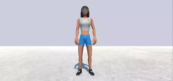 Snow Surfing - Skiing Avatar female Rigged Low-poly 3D model