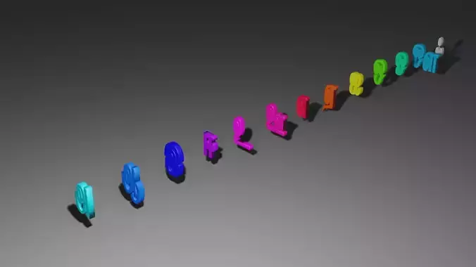 TAMIL FIRST 13 LETTERS 3D model