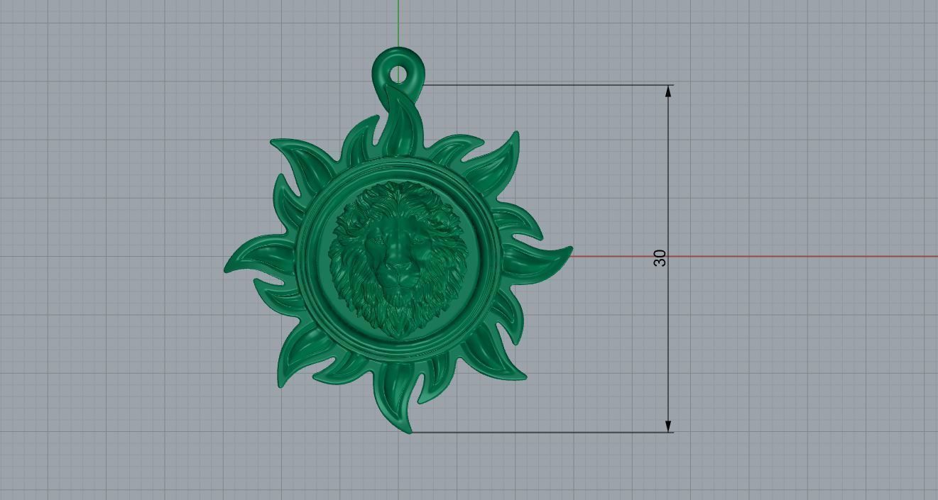 lion pendant 3D print model_3