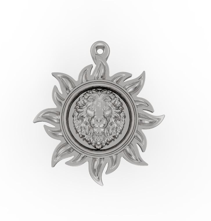 lion pendant 3D print model_1
