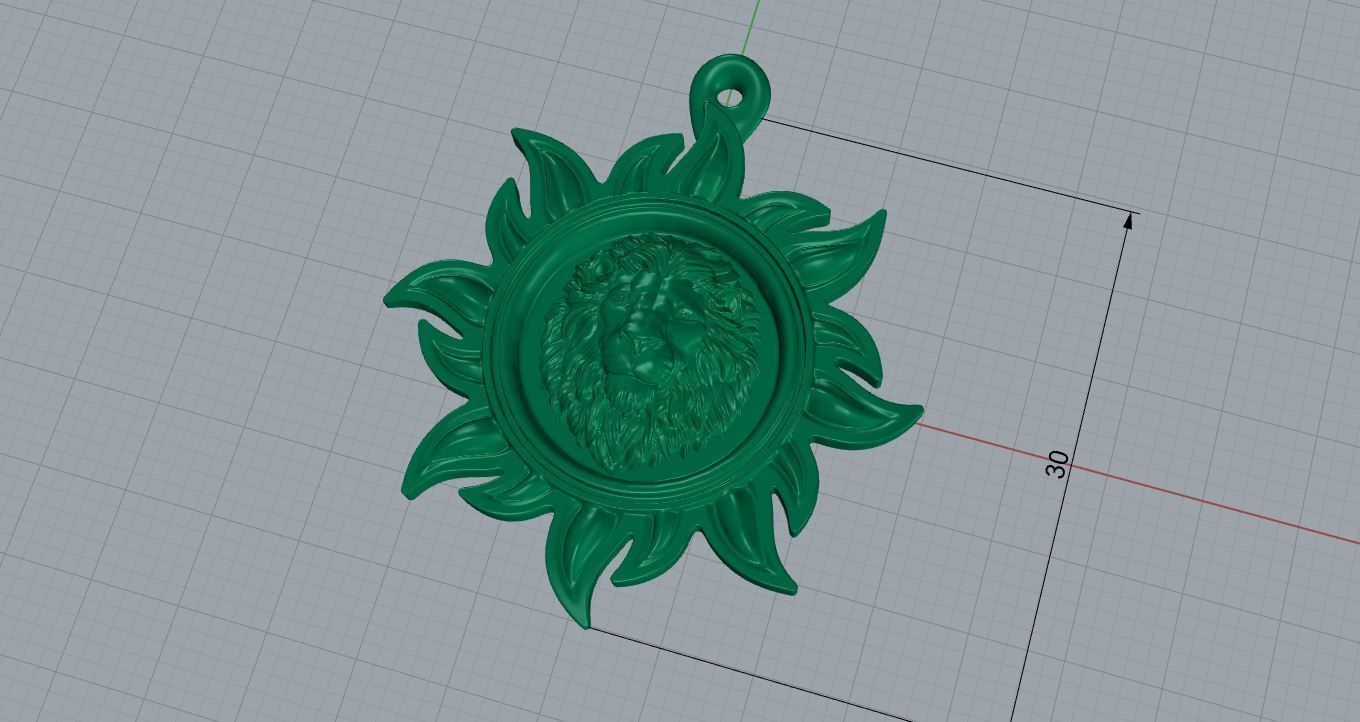 lion pendant 3D print model_2