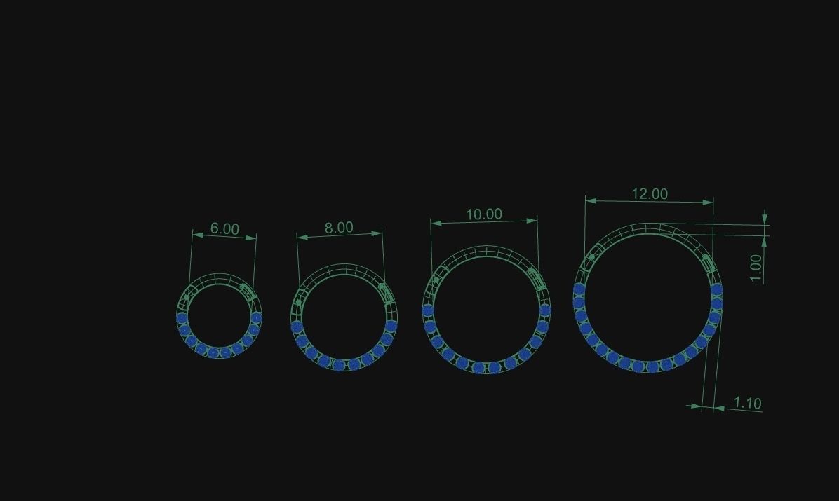 Pac 4 sizes Segment ear and nose ring Piercing Helix Tragus 3D print model_5