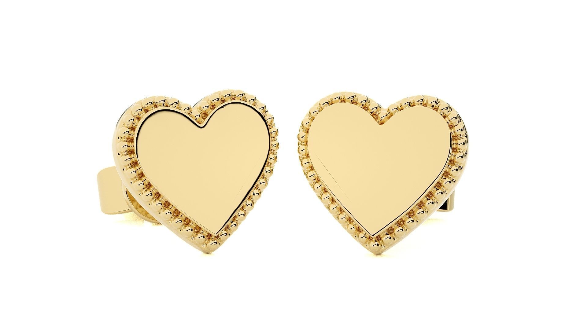 Heart Love Valentine Light wt Plain Gold Earrings Studs 3dm stl 3D print model_12