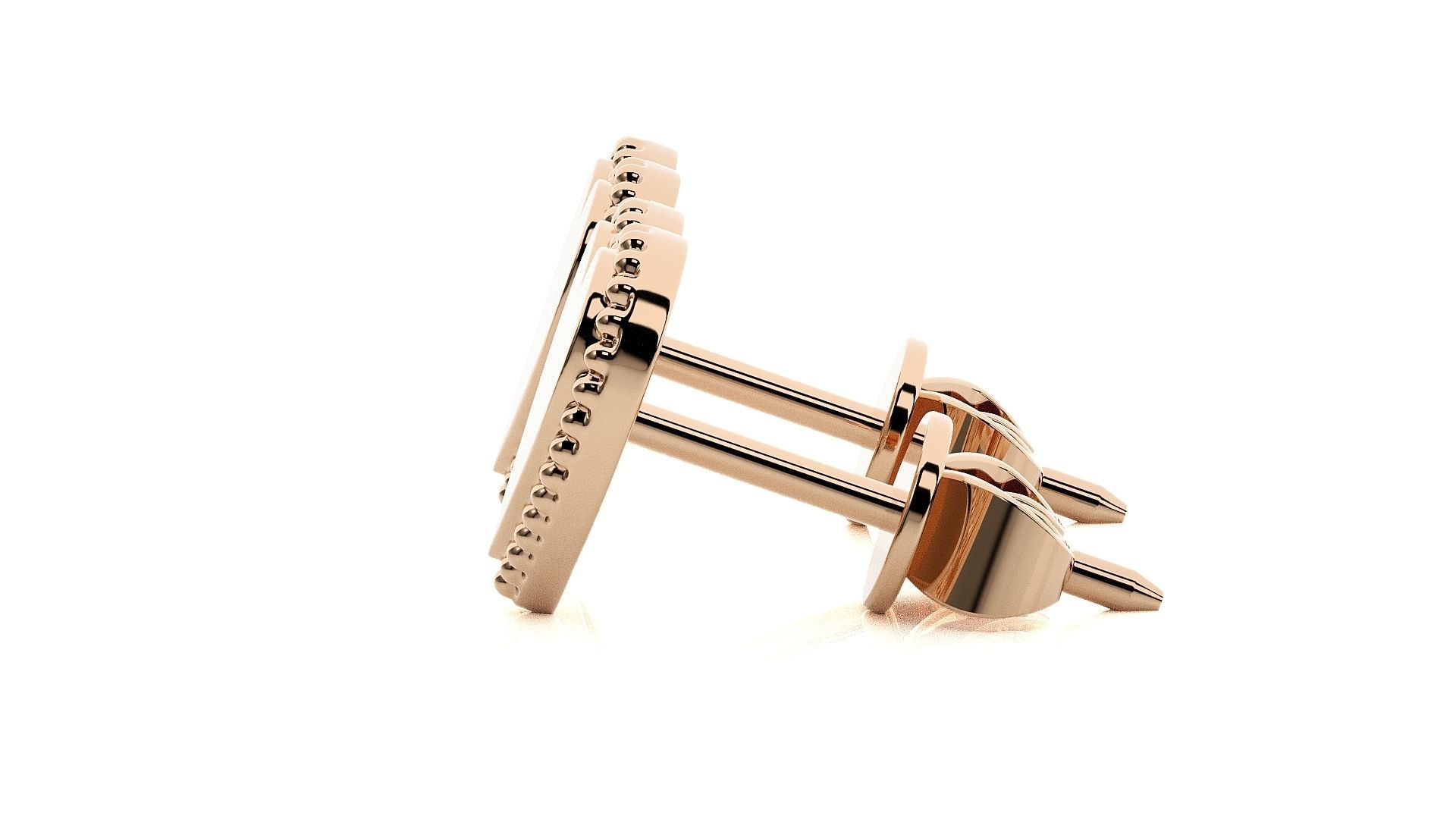 Heart Love Valentine Light wt Plain Gold Earrings Studs 3dm stl 3D print model_4