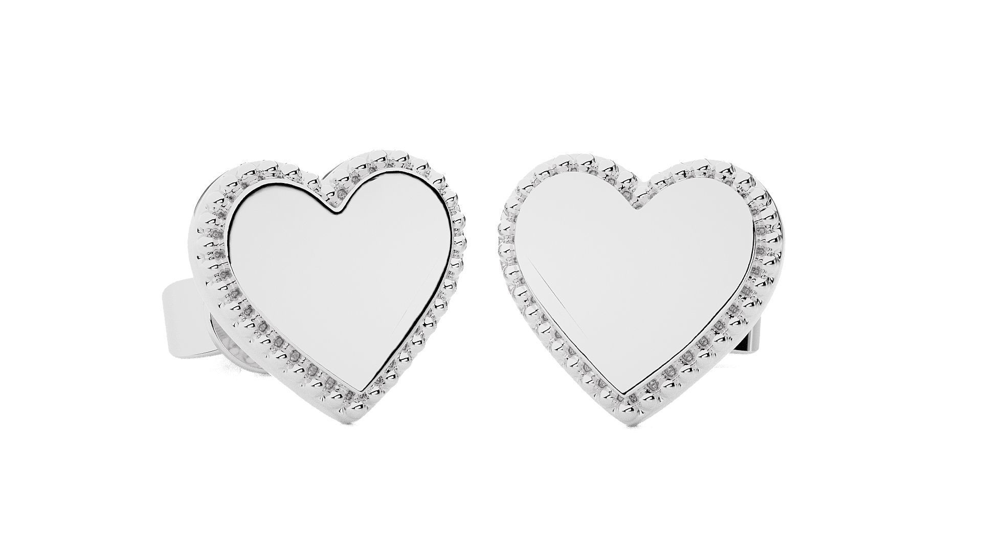 Heart Love Valentine Light wt Plain Gold Earrings Studs 3dm stl 3D print model_9