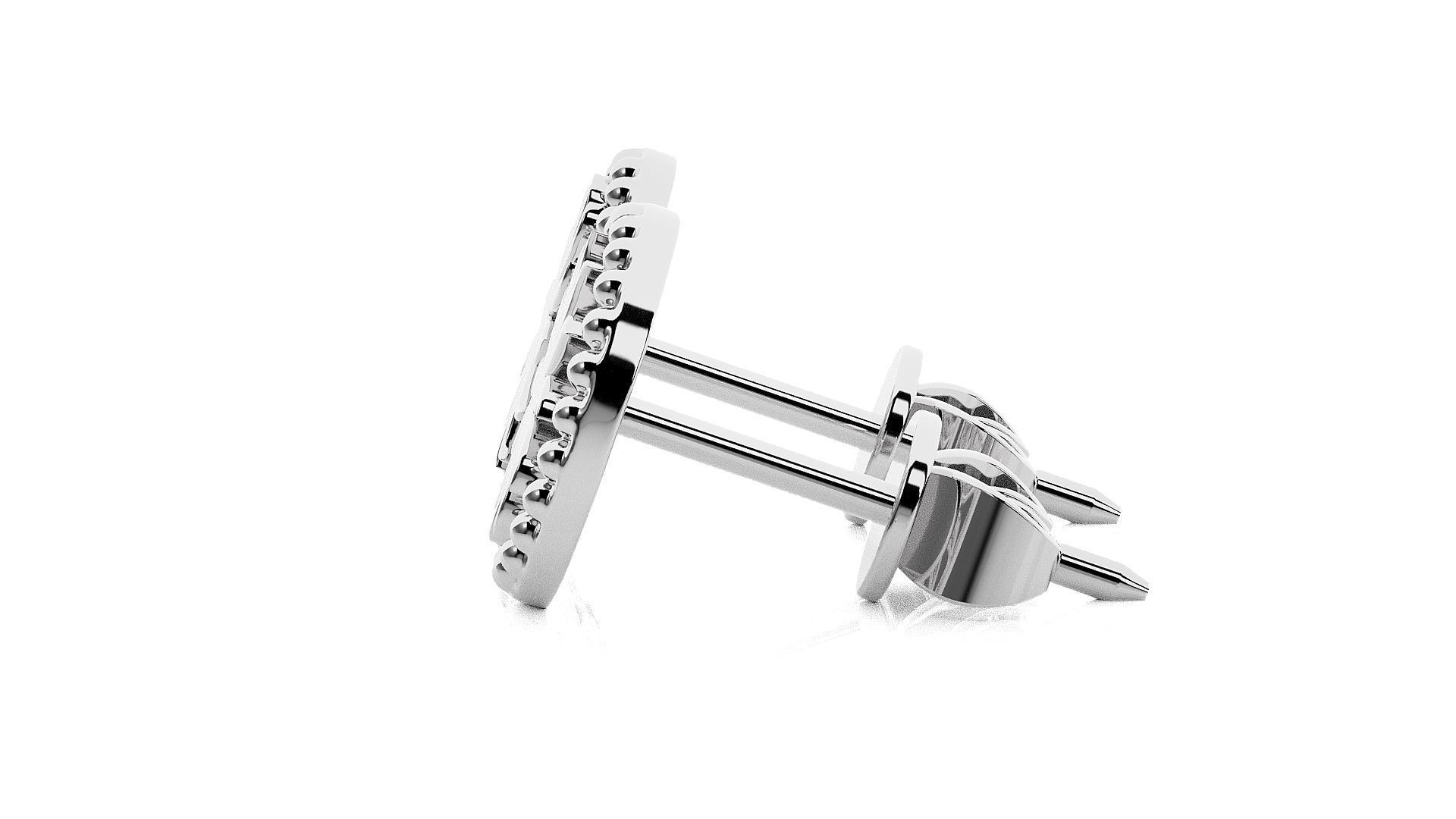 Sun Light wt Plain Gold Earrings Studs 3dm stl ply glb gltf mtl 3D print model_8