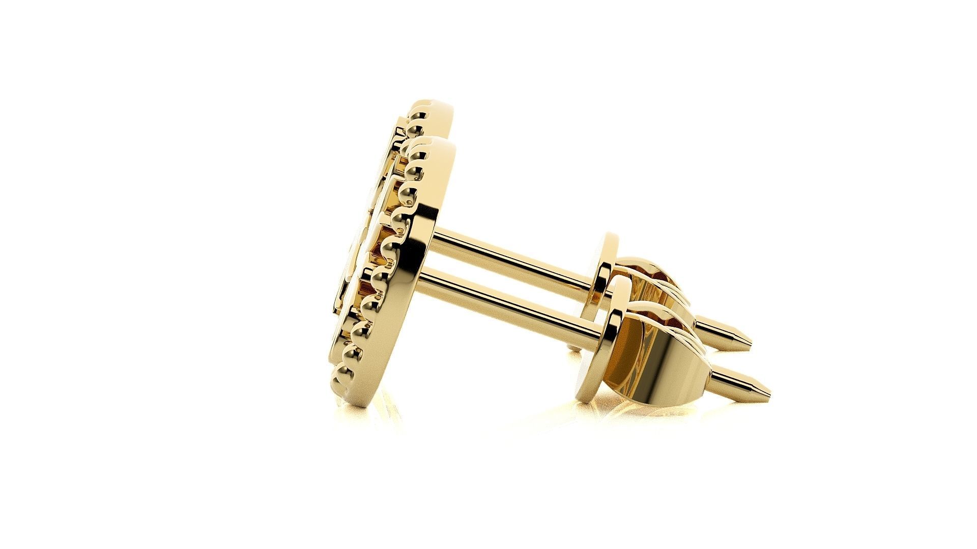 Sun Light wt Plain Gold Earrings Studs 3dm stl ply glb gltf mtl 3D print model_11