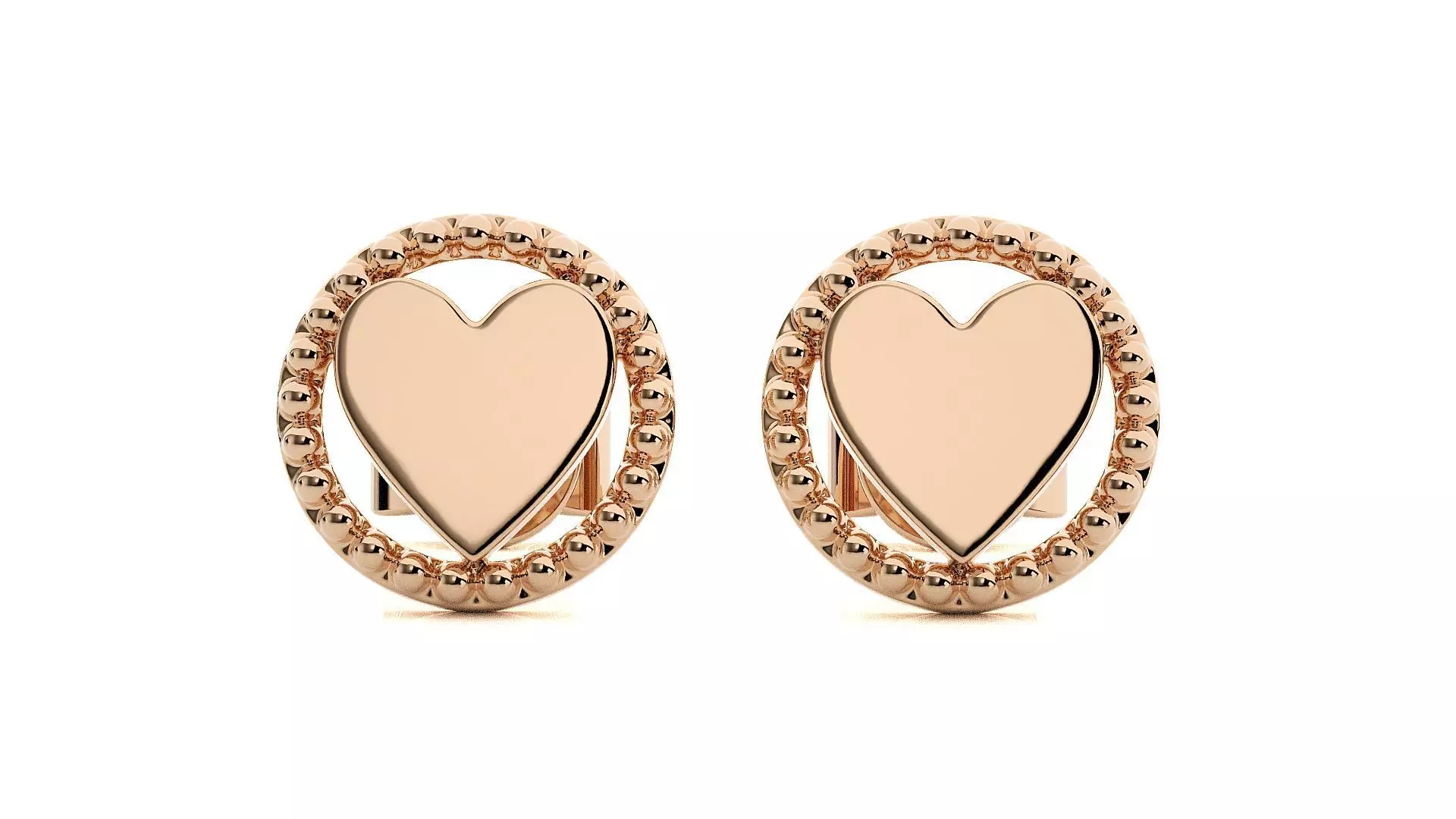 Heart Love Valentine Light wt Plain Gold Earrings Studs 3dm stl  3D print model_0