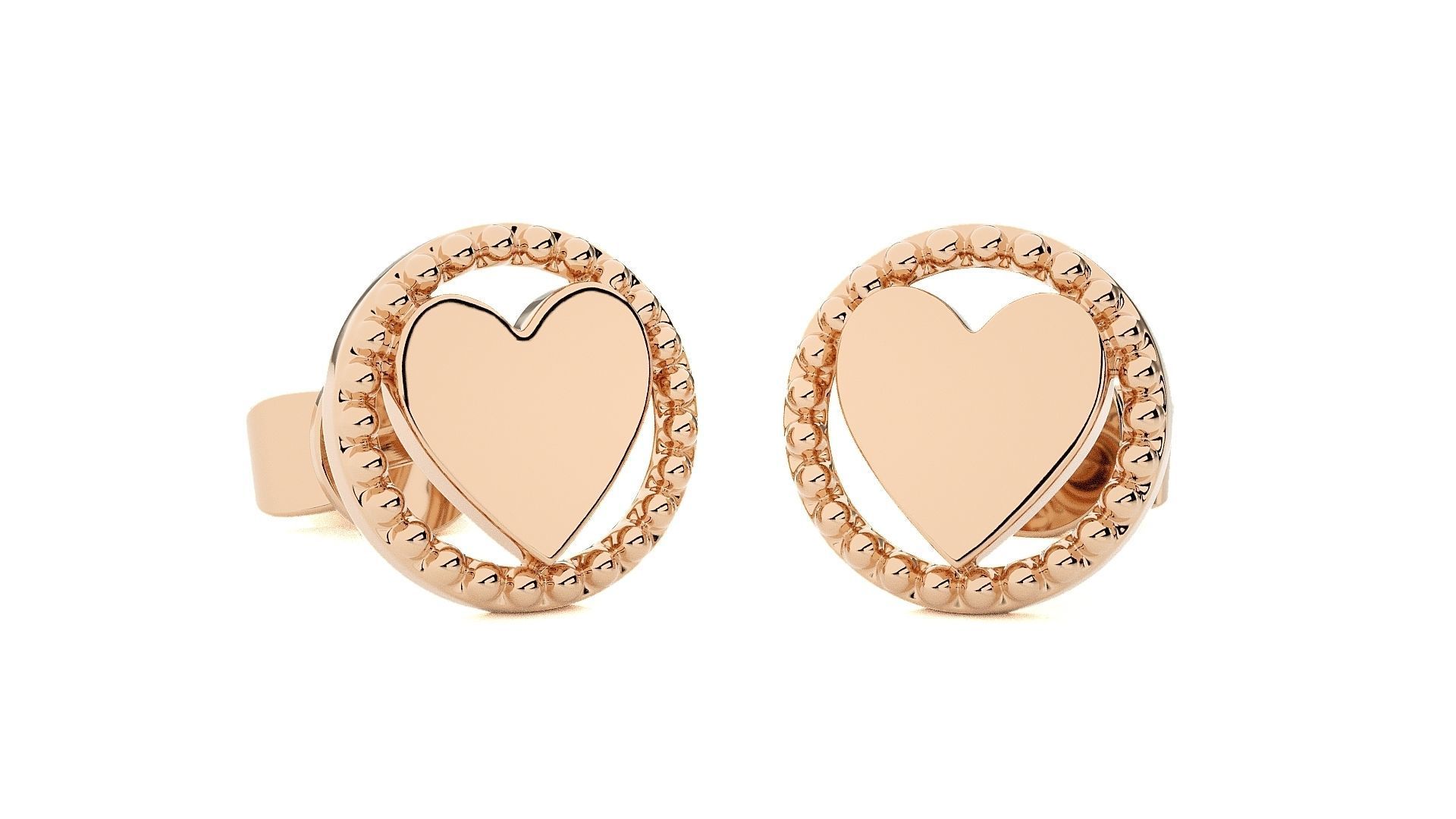 Heart Love Valentine Light wt Plain Gold Earrings Studs 3dm stl  3D print model_6