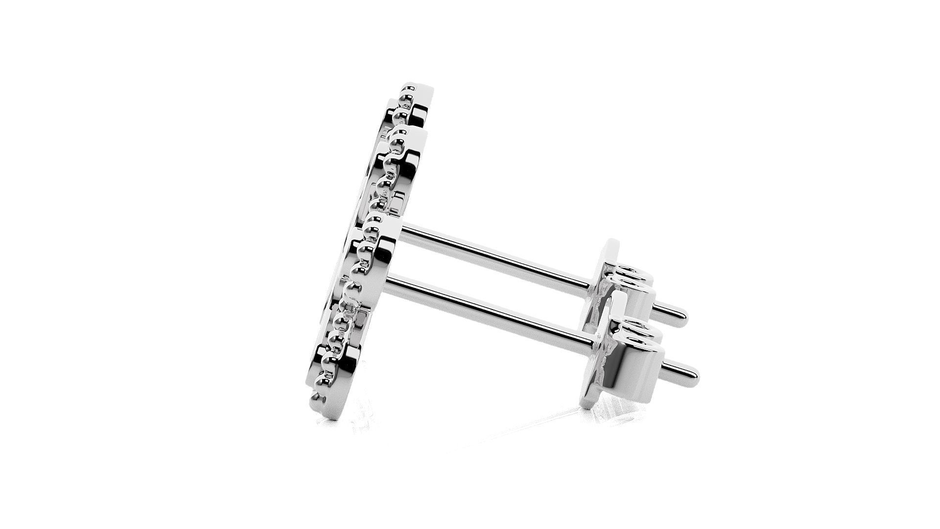 Blooming Flower Light wt Plain Gold Earrings Studs 3dm stl ply  3D print model_8