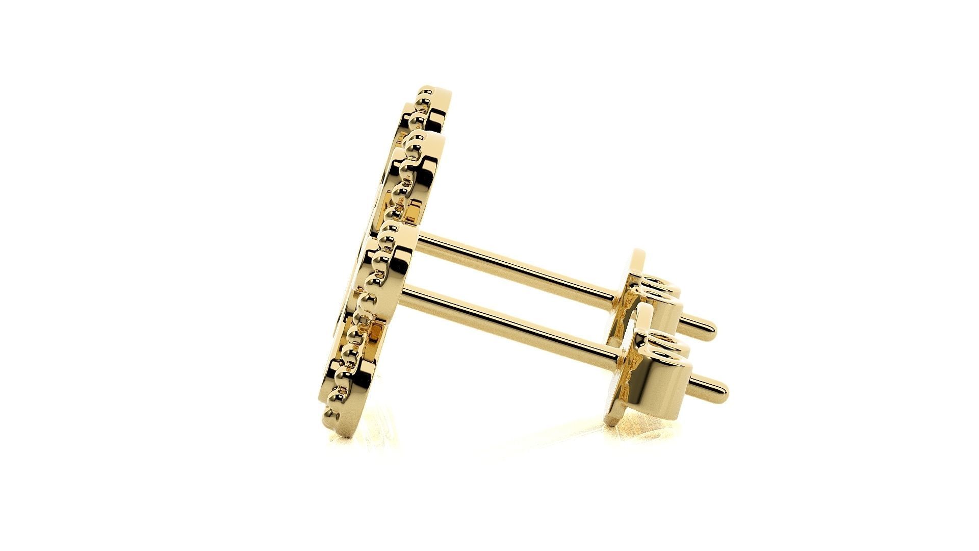 Blooming Flower Light wt Plain Gold Earrings Studs 3dm stl ply  3D print model_11