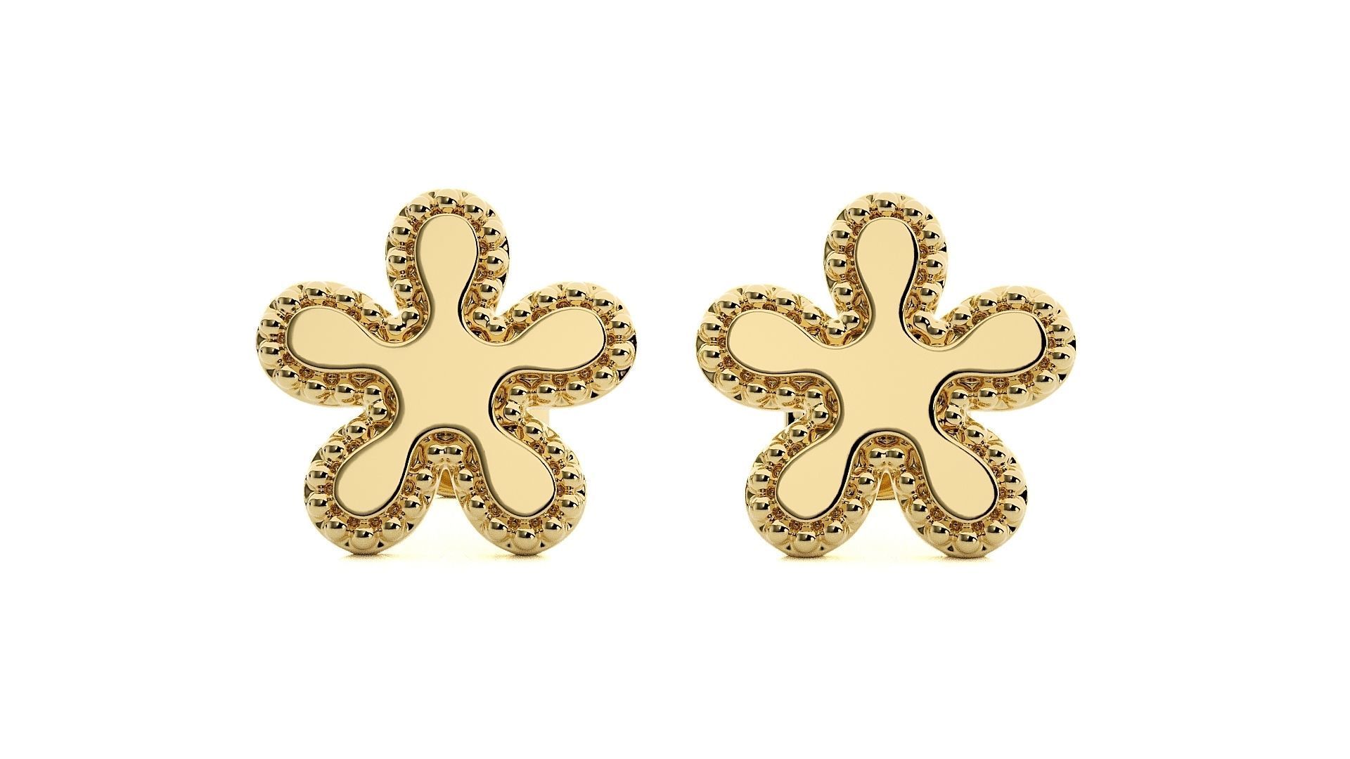 Light wt Plain Gold Earrings Studs 3dm stl ply glb gltf mtl 3mf 3D print model_2